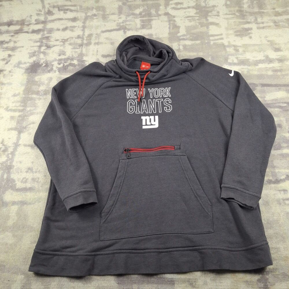 Nike New York Giants Cowl Neck Hoodie Mens XL Gray Funnel Neck NFL Pullover